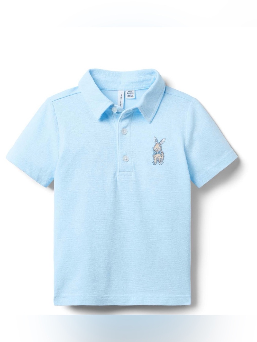 Janie and Jack Easter Style Light Blue Polo with Embroidered Bunny